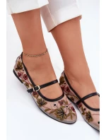 Baleriny Z Haftem I Paskiem Czarne Lilindraen