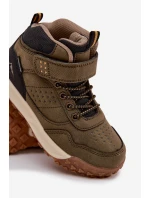 Dětské turistické boty na suchý zip tmavě zelené Pavisse