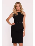 S427 Peplum šaty - čierne