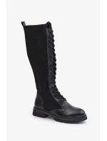 Šnurovacie topánky s elastickým zvrškom čierne Vamilena