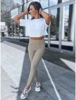 Dámske voskované legíny WAXED CHIC beige FashionStreet UY1561