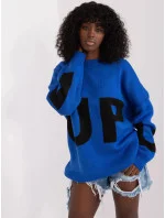 Dámsky modrý oversize sveter (8060)