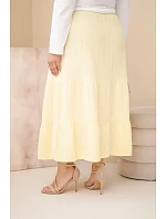 Dámska plus size sukňa z bavlneného mušelínu s volánom a gumou žltá