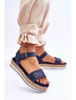Dámske pohodlné sandále na platforme Big Star navy blue