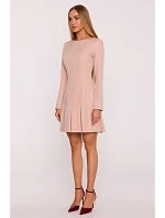 Šaty s obrátenými záhybmi M872 béžová - MOE