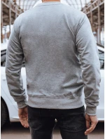 Pánska šedá mikina FashionStreet bez kapucne BX5737 Pánska šedá mikina FashionStreet bez kapucne BX5737
