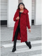 Dámska prešívaná zimná bunda s kapucňou FEMACOAT bordová FashionStreet TY5479