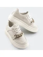 Béžové dámske športové topánky s retiazkou (B-545)