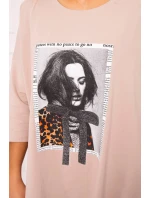 Šaty s potlačou a rozšírenou spodnou časťou béžovej