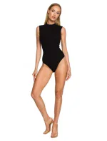M697 Body bez rukávov s vysokým výstrihom - čierne