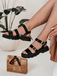 Dámske sandále s prackami SOLARIA black FashionStreet ZY0889