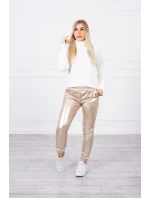 Dvojvrstvové velúrové nohavice béžové