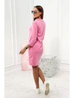 Šaty s viazaným výstrihom ružový