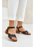 Kožené sandále s jemným podpätkom Zazoo 40372 Black Kožené sandále s jemným podpätkom Zazoo 40372 Black