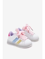 Buty Sportowe Sneakersy Dziecięce Ze Świecącą Podeszwą Biało-Różowe Arielle