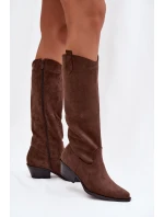Dámske kovbojské čižmy Eco Suede Heeled Brown Esmira Dámske kovbojské čižmy Eco Suede Heeled Brown Esmira