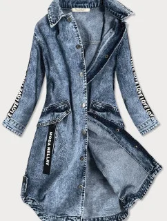 Svetlo modrá voľná dámska džínsová bunda / prikrývka cez oblečenie (C101)
