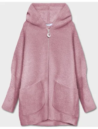 Ružový prehoz cez oblečenie ála alpaka s kapucňou (B6007-81)