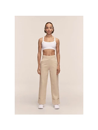 Dámske nohavice CASALL Aria Turn Up Straight Jogger, béžová farba Dámske nohavice CASALL Aria Turn Up Straight Jogger, béžová farba
