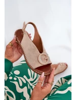 Płaskie Sandały Z Ozdobą Beżowe Haliones