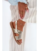 Sandały Damskie Płaskie Z Ozdobnym Detalem Vinceza 17378 Złote