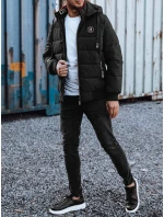 Pánska prešívaná zimná bunda s kapucňou čierna FashionStreet TX4948
