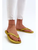 Płaskie Elastyczne Klapki Japonki Damskie ZAXY JJ285253 Limonkowe