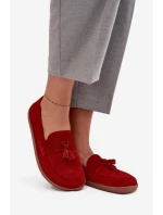 Kožené semišové barefoot mokasíny Zazoo 322 červené Kožené semišové barefoot mokasíny Zazoo 322 červené