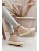 Dámske zateplené tenisky z eko kože Beige Big Star