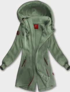 Dámska dlhá mikina s kapucňou v sivo-zelenej farbe (AMG-675/2)