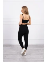 Súprava s blúzkou s rebrovaním čierna