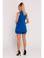 M776 Bunda bez rukávov s jedným gombíkom - modrá