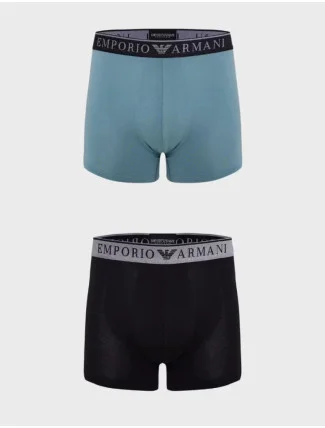 Pánske boxerky 2PACK 111769 3F720 29921 zeleno-čierne - Emporio Armani