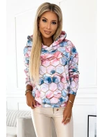 390-3 Klokanka s kapucňou - zlaté šesťuholníky a ružový a modrý mramor