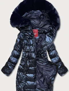 Dámska zimná bunda v tmavomodrej farbe (2M-028)