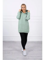 Mikina s kapucňou a nášivkami tmavo mätová