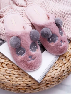 Dámske papuče s kožušinou Panda Dark Pink Fimeo