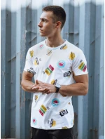Pánske biele tričko s potlačou FashionStreet RX5613 Pánske biele tričko s potlačou FashionStreet RX5613
