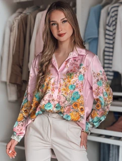 Dámske kvetinové oversize tričko BLOSSIVA ružové FashionStreet DY0465