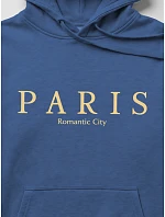 Pánska mikina s kapucňou a potlačou PARIS, modrá, FashionStreet NX5147BX Pánska mikina s kapucňou a potlačou PARIS, modrá, FashionStreet NX5147BX