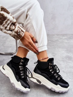 Damskie Wysokie Buty Sportowe GOE KK2N4098 Czarne
