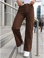 Dámske džínsy so širokými nohavicami a vysokým pásom, hnedé, FashionStreet UY3091 Dámske džínsy so širokými nohavicami a vysokým pásom, hnedé, FashionStreet UY3091