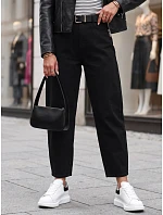 Dámske džínsy s vysokým pásom a opaskom, strih „balloon fit“, čierne, FashionStreet UY3119 Dámske džínsy s vysokým pásom a opaskom, strih „balloon fit“, čierne, FashionStreet UY3119