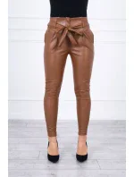 Kožené nohavice viazané vpredu hnedé Kožené nohavice viazané vpredu hnedé