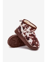 Dětské zimní boty pro mládež s teplou podšívkou s flísky bílo-hnědé Mireya