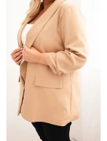 Dámska elegantná plus size bunda camel