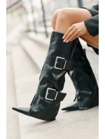 Kozaki Do Kolana Na Koturnie Z Wywiniętą Cholewką I Klamrami Tamirla