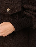 Dámsky dlhý kabát z ovčej kože s kapucňou, čokoládovo hnedý, FashionStreet NY0797 Dámsky dlhý kabát z ovčej kože s kapucňou, čokoládovo hnedý, FashionStreet NY0797