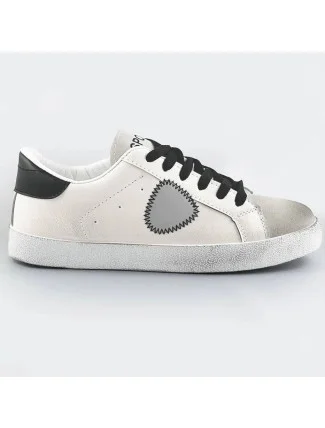 Bielo-čierne dámske tenisky trampky z rôznych spojených materiálov (1088)