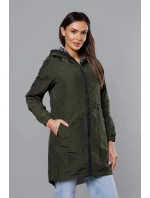 Tenká dámska bunda vo farbe khaki s ozdobnou lemovkou (1811)